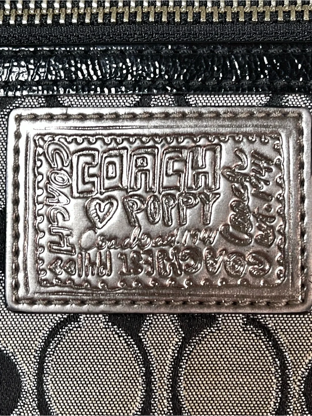 Coach Poppy Black and Gray Signature Wallet Wristlet with Leather Trim